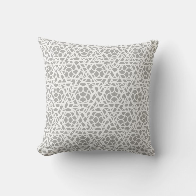 Grey and White Ziggy Pattern Cushion (Front)