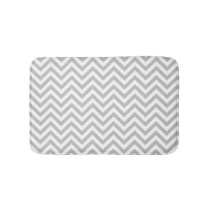 Grey and White Zigzag Stripes Chevron Pattern Bath Mat