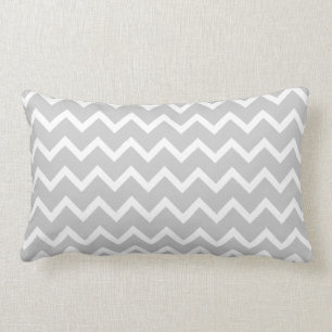 Grey and White Zigzag Stripes. Lumbar Cushion
