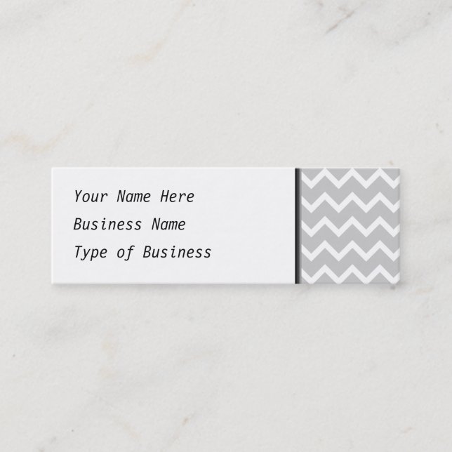 Grey and White Zigzag Stripes. Mini Business Card (Front)