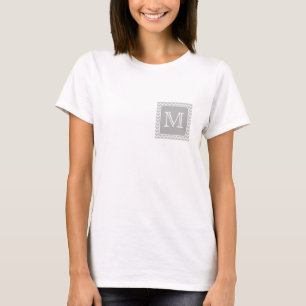 Grey and White Zigzags with Custom Monogram. T-Shirt