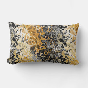 Grey and yellow abstract lumbar cushion
