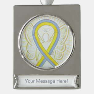 Grey and Yellow Awareness Ribbon Angel Ornament