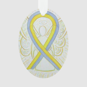 Grey and Yellow Awareness Ribbon Angel Ornament