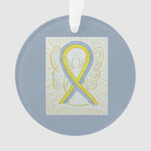 Grey and Yellow Awareness Ribbon Angel Ornaments