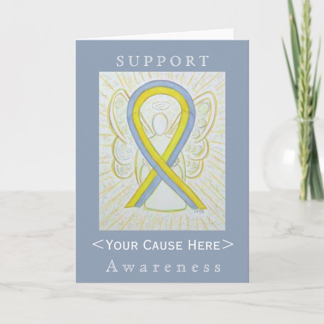 Grey and Yellow Awareness Ribbon Customised Card (Front)