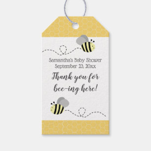 Grey and Yellow Bumble Bees Gift Favour Tag