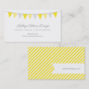 Grey and Yellow Bunting Banner Business Card