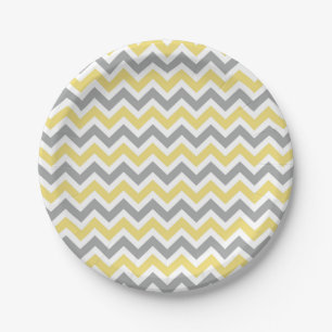 Grey and Yellow Chevron Plates