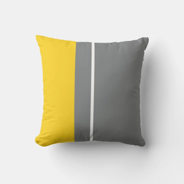Grey and Yellow Colour Block Cushion (Front)