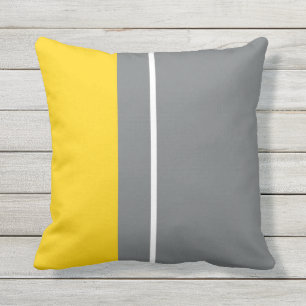 Grey and Yellow Colour Block Cushion