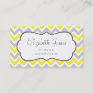 Grey and Yellow Colourful Chevron Stripes Business Card