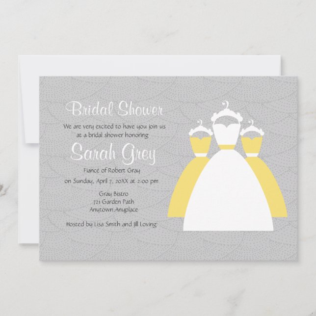 Grey And Yellow Custom Bridal Shower Invites (Front)