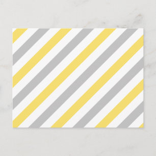 Grey and Yellow Diagonal Stripes Pattern Postcard