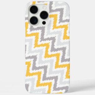 Grey and Yellow Diagonal Zigzag Ikat Pattern iPhone 16 Pro Max Case