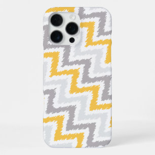 Grey and Yellow Diagonal Zigzag Ikat Pattern iPhone 16 Pro Max Case