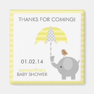 Grey and Yellow Elephant Baby Shower Favours Magnet
