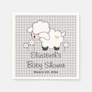 Grey and Yellow Lamb Gender Neutral Baby Shower Napkin