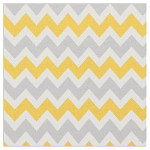 Grey and Yellow Modern Chevron Fabric