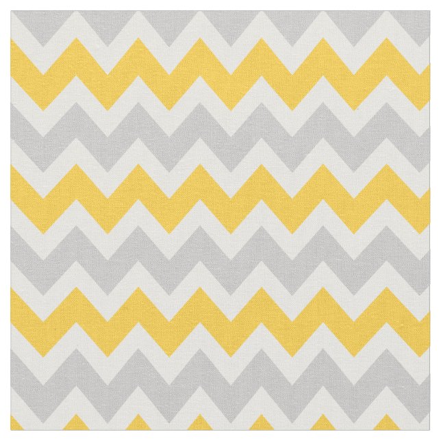 Grey and Yellow Modern Chevron Fabric (Close Up)
