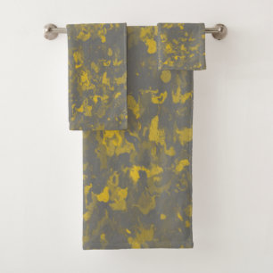 Grey and Yellow Paint Splashes Bath Towel Set
