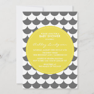 Grey and Yellow Pattern Baby Shower Invitation