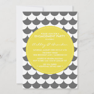 Grey and Yellow Pattern Engagement Invitation