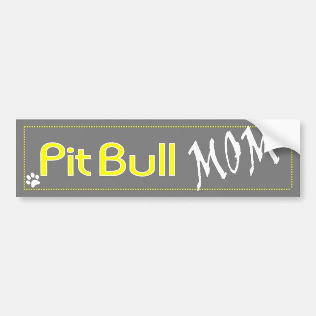 Grey and Yellow Pit Bull Mum Bumper Sticker (Front)