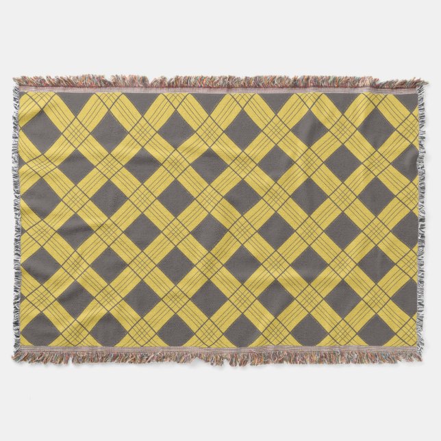 Grey and Yellow Plaid Throw (Front)