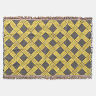 Grey and Yellow Plaid Throw Blanket