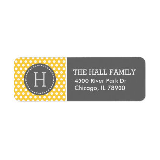 Grey and Yellow Polka Dots Monogram