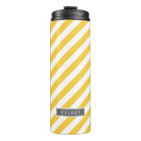 Grey and Yellow Preppy Stripes Monogram