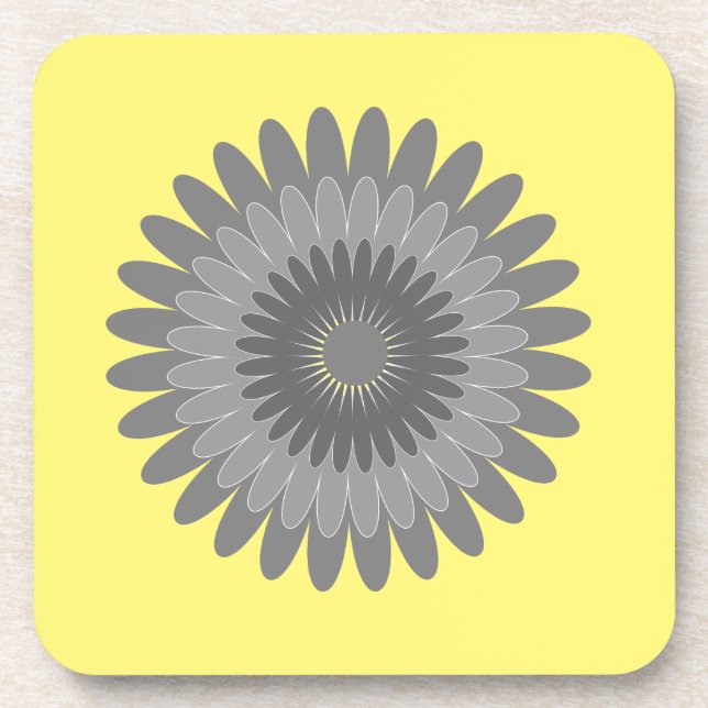 grey and yellow print, coaster (Front)