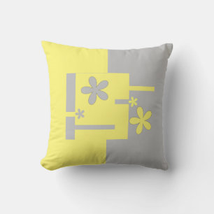 grey and yellow print, cushion