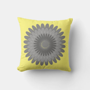 grey and yellow print, cushion