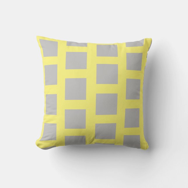 grey and yellow print, cushion (Front)
