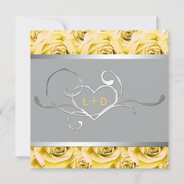 Grey and Yellow Roses Couples Shower Invitation (Front)