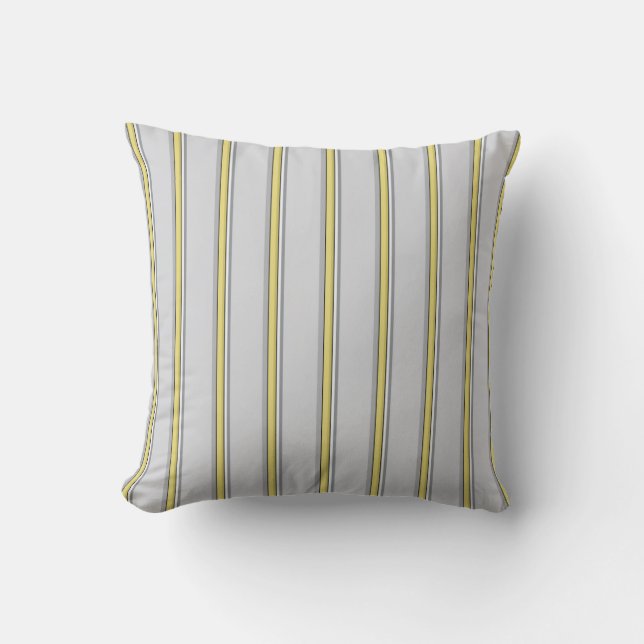 Grey and Yellow Stripes Pattern/Print Cushion (Front)
