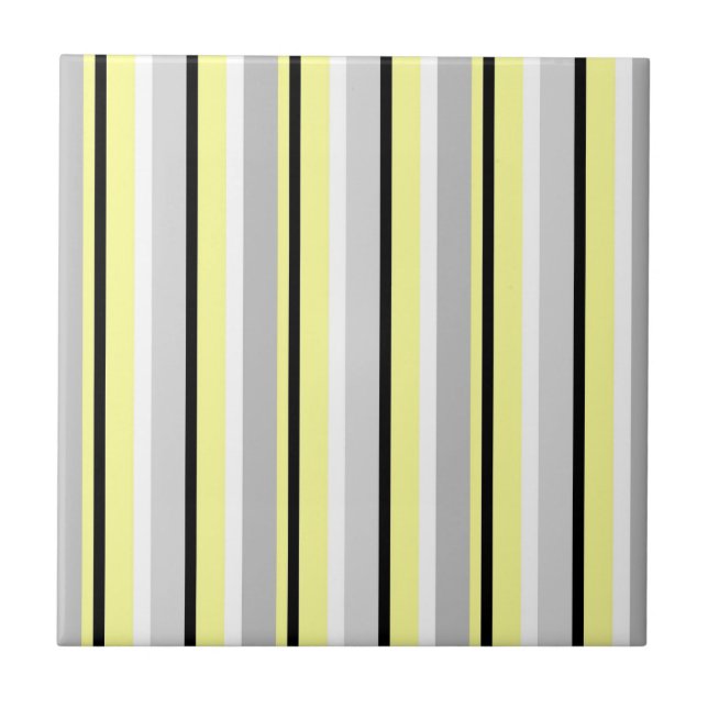 Grey and Yellow Stylish Striped Tile (Front)