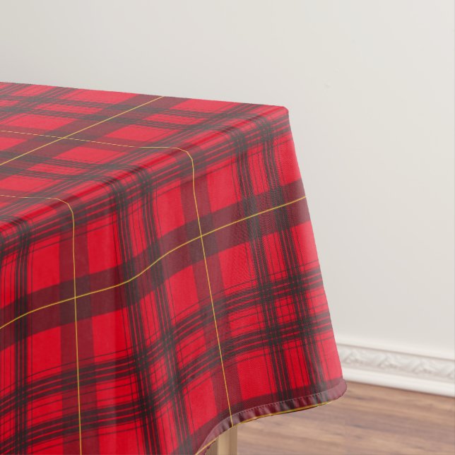 Grey and Yellow Tartan Pattern Custom Tablecloth (In Situ)