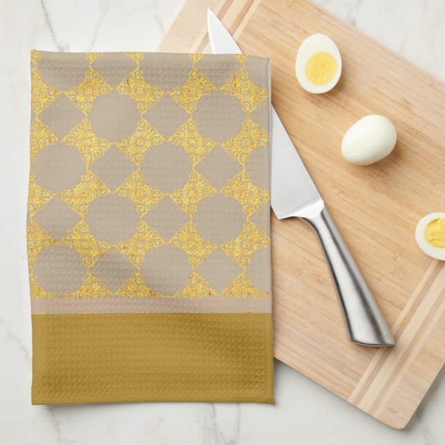 Grey And Yellow Tea Towel (Quarter Fold)