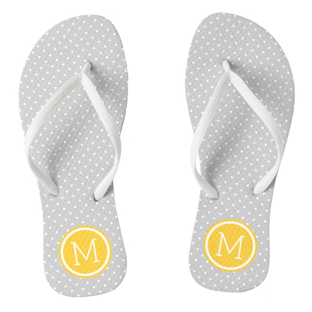 Grey and Yellow Tiny Dots Monogram Jandals (Footbed)