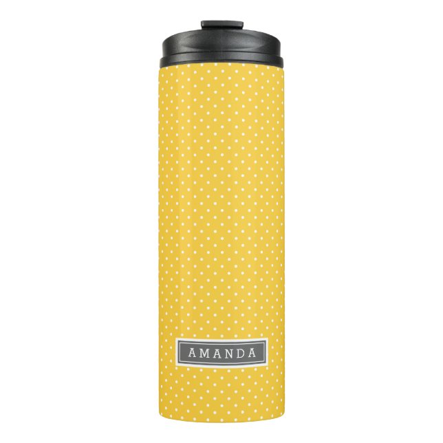 Grey and Yellow Tiny Dots Monogram Thermal Tumbler (Front)