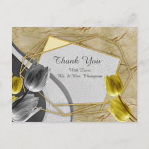 Grey and Yellow tulips on texture Postcard