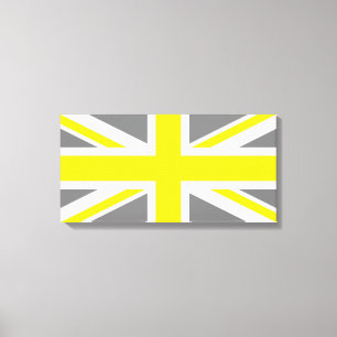 Grey and Yellow Union Jack Canvas Print