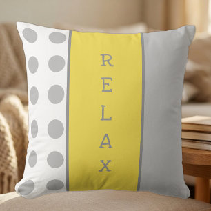 Grey and yellow with polka dots and stripes relax cushion