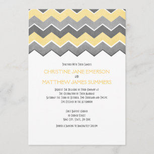 Grey and Yellow Zig Zag Wedding Invitations
