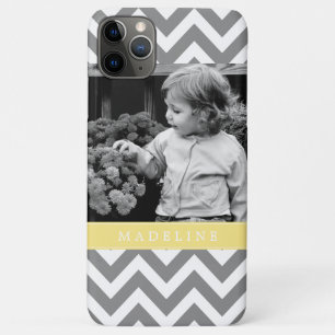 Grey and Yellow Zigzags Personalised Photo Case-Mate iPhone Case