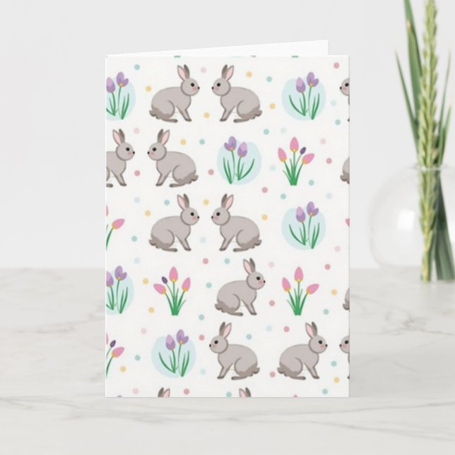 Grey Animal Pattern Spring Card (Front)