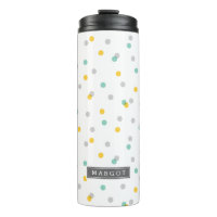Grey Aqua and Yellow Confetti Dots Monogram